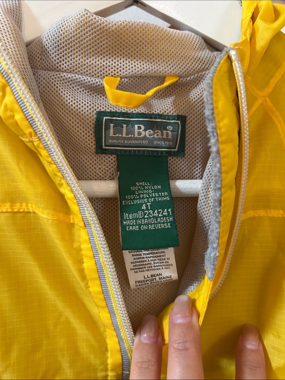 L.L. Bean Kids' Bright Yellow Hooded Raincoat - Picture 3 of 5